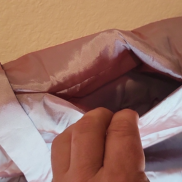 NWT Alfred Sung Iridescent Lt Grey Strapless Cocktail Dress Sz 10 Pockets, Belt - Picture 11 of 14